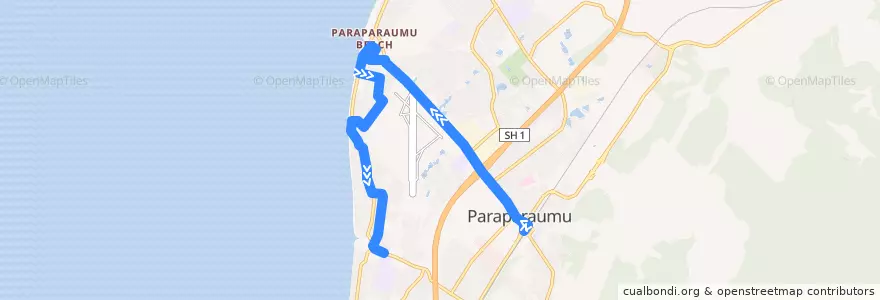 Mapa del recorrido Raumati Beach - Paraparaumu Beach - Paraparaumu de la línea  en Kapiti Coast District.
