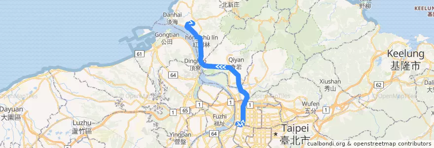 Mapa del recorrido 新北市 756 北門-淡江大學 (返程) de la línea  en New Taipei.