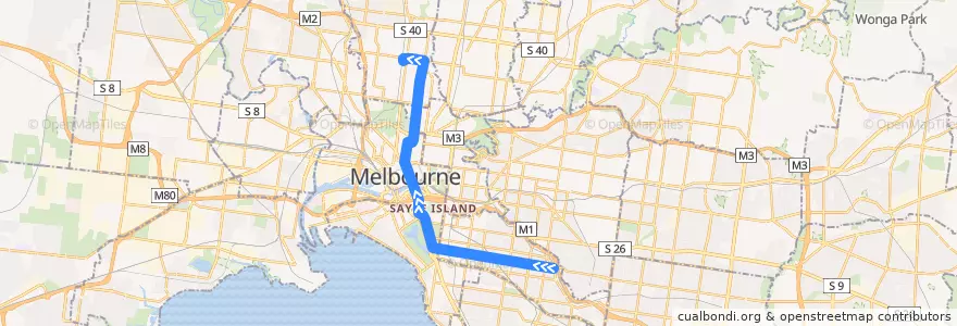 Mapa del recorrido Tram 6: Glen Iris => Moreland railway station de la línea  en Виктория.