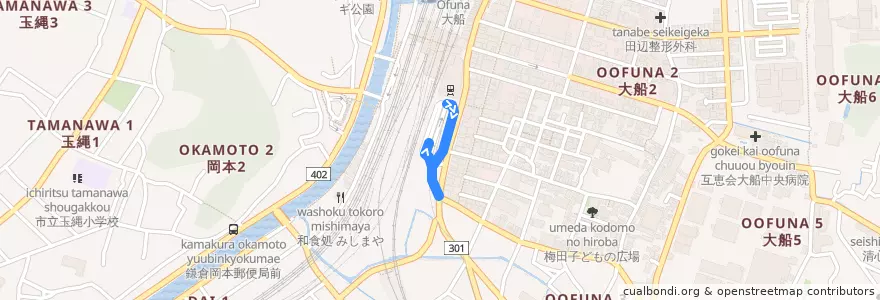 Mapa del recorrido 鎌倉湖畔循環 de la línea  en Камакура.