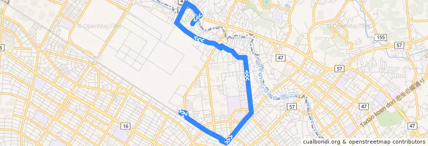 Mapa del recorrido 大野北地区コミュニティバス（急行・矢部駅発） de la línea  en 相模原市.