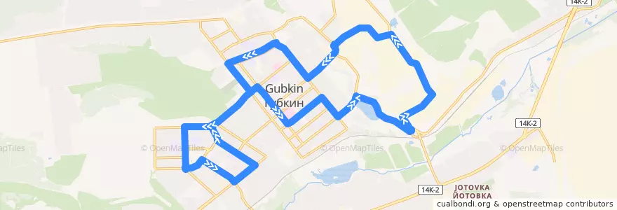 Mapa del recorrido Маршрутное такси №1: Журавлики-Шахта de la línea  en Губкинский городской округ.