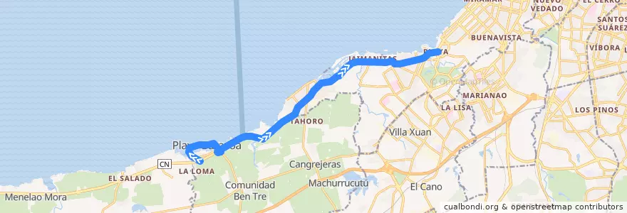 Mapa del recorrido Ruta 420 Baracoa => Playa de la línea  en Kuba.