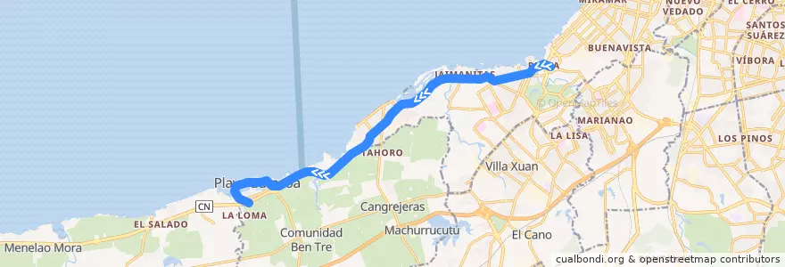 Mapa del recorrido Ruta 420 Playa => Baracoa de la línea  en Kuba.