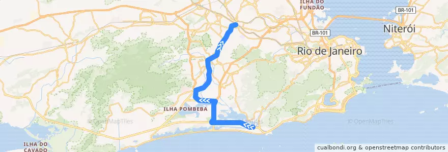 Mapa del recorrido BRT 40 - Jardim Oceânico → Madureira de la línea  en Rio de Janeiro.