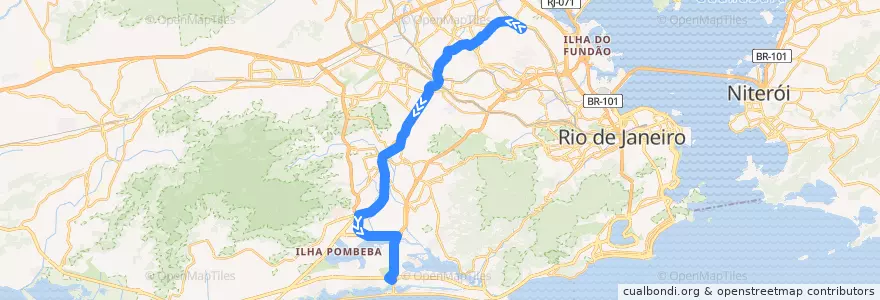 Mapa del recorrido BRT 46 - Penha → Alvorada de la línea  en Rio de Janeiro.