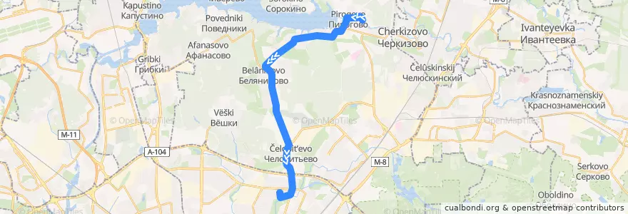 Mapa del recorrido Автобус 314к: Мытищи (Фабричная улица) => Москва (метро «Медведково») de la línea  en городской округ Мытищи.