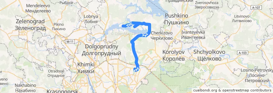 Mapa del recorrido Автобус 438: Москва (метро «Медведково») => Чиверёво de la línea  en городской округ Мытищи.