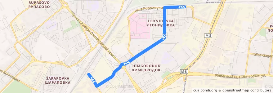 Mapa del recorrido Автобус 5: Микрорайон Леонидовка => Станция Мытищи de la línea  en городской округ Мытищи.