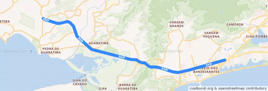 Mapa del recorrido BRT 19 - Pingo d'Água → Salvador Allende de la línea  en 리우데자네이루.