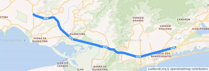 Mapa del recorrido BRT 19 - Salvador Allende → Pingo d'Água de la línea  en Rio de Janeiro.