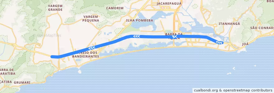 Mapa del recorrido BRT 21A - Jardim Oceânico → Recreio Shopping de la línea  en Río de Janeiro.