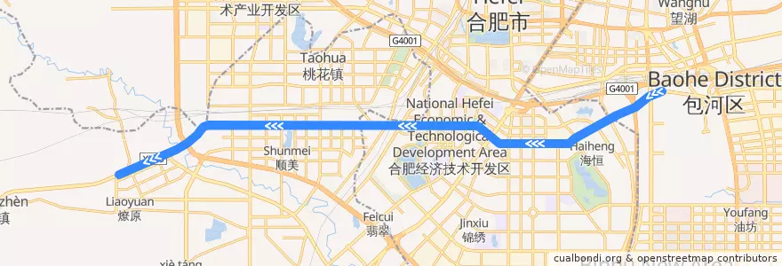 Mapa del recorrido 繁华大道有轨电车 de la línea  en 合肥市.