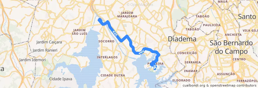 Mapa del recorrido 607A-10 Socorro de la línea  en São Paulo.