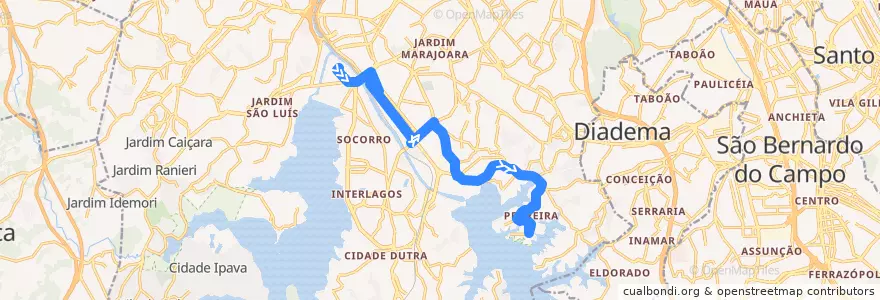 Mapa del recorrido 607A-10 Jardim Apurá de la línea  en São Paulo.