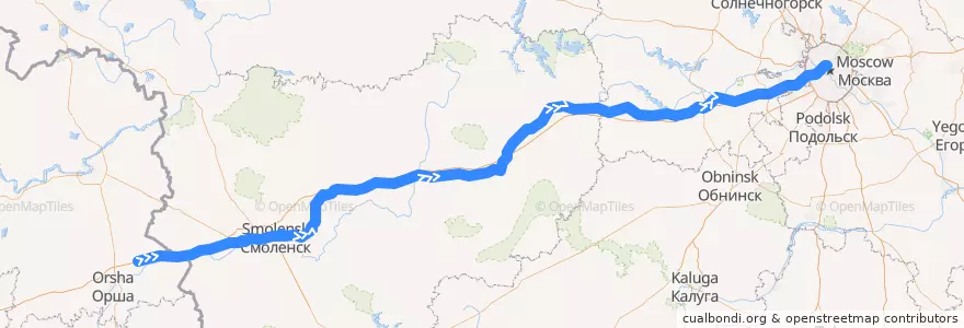 Mapa del recorrido EN 453 : Paris => Berlin => Moscou de la línea  en Центральный федеральный округ.