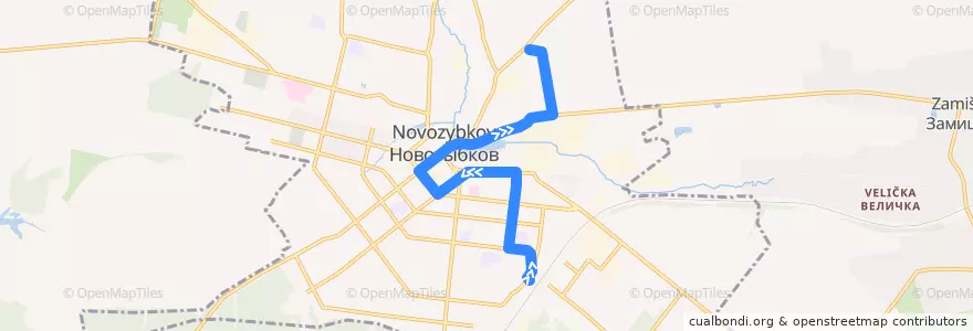 Mapa del recorrido Маршрут №6 de la línea  en Новозыбковский городской округ.