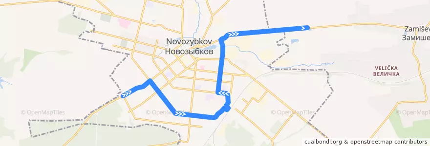Mapa del recorrido Маршрут №9 de la línea  en Новозыбковский городской округ.