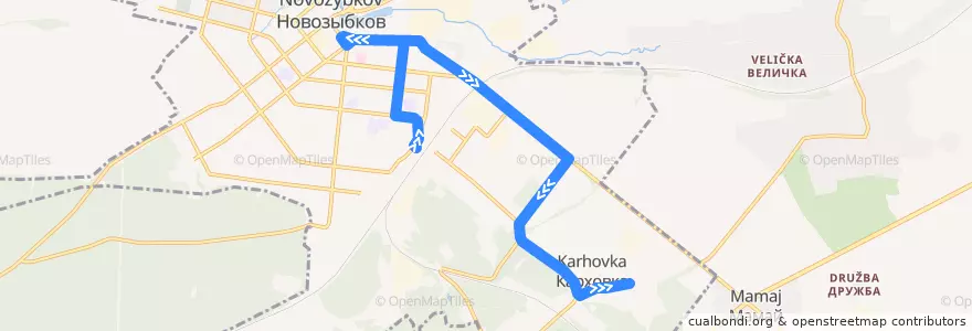 Mapa del recorrido Маршрут №8Э de la línea  en Новозыбковский городской округ.