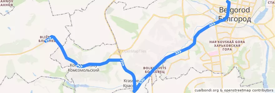 Mapa del recorrido 116 х. Ближний - Энергомаш de la línea  en Белгородский район.