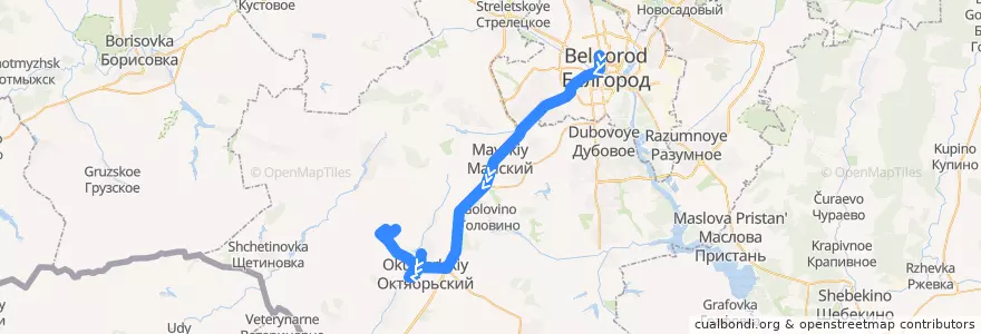 Mapa del recorrido 143 Красный Октябрь - Энергомаш de la línea  en Белгородский район.