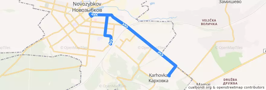 Mapa del recorrido Маршрут №14Э de la línea  en Новозыбковский городской округ.