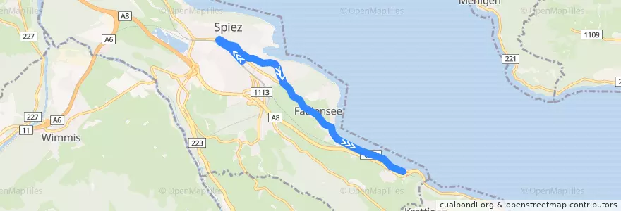 Mapa del recorrido Spiez-Faulensee,Möve de la línea  en Spiez.
