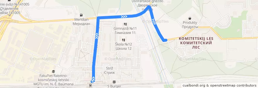 Mapa del recorrido Автобус 10: Станция Подлипки-Дачные => Комитетский лес de la línea  en городской округ Королёв.
