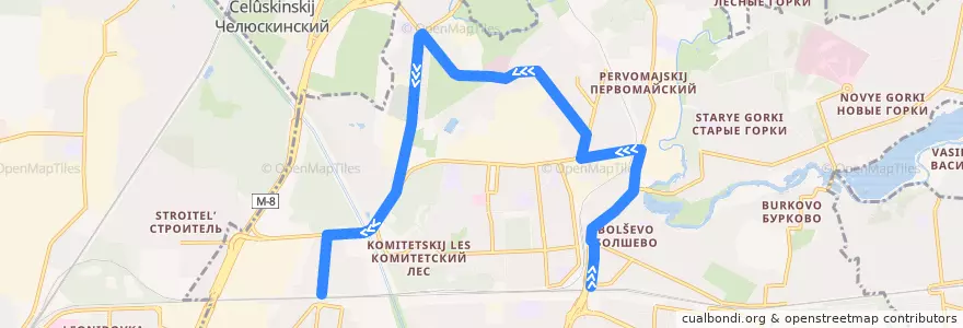 Mapa del recorrido Автобус 12: Станция Болшево => Станция Подлипки-Дачные de la línea  en городской округ Королёв.