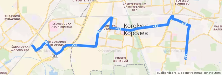 Mapa del recorrido Автобус 28: Королёв => Мытищи de la línea  en Oblast Moskau.