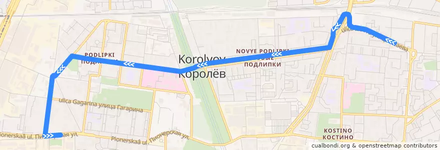 Mapa del recorrido Автобус 9: Гастроном => ЦНИИМАШ de la línea  en городской округ Королёв.