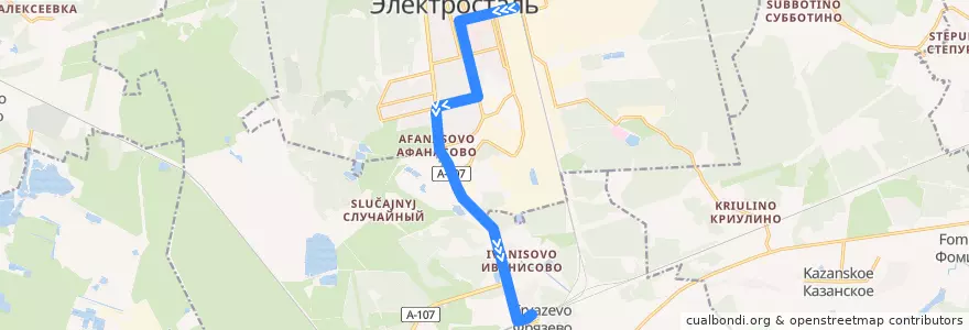 Mapa del recorrido Автобус №38 de la línea  en Elektrostal.
