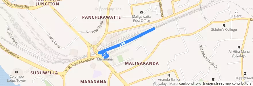 Mapa del recorrido Kelani Valley Line de la línea  en Colombo.