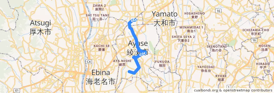 Mapa del recorrido さ02 吉岡工業団地行 綾瀬工業団地入口経由 de la línea  en 神奈川県.