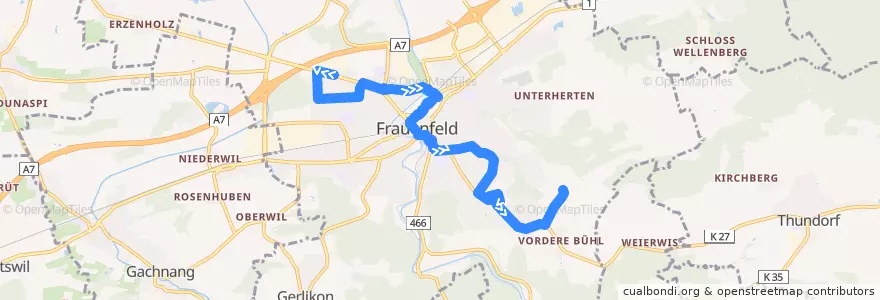 Mapa del recorrido Bus 1: Sonnmatt => Obholz de la línea  en Frauenfeld.