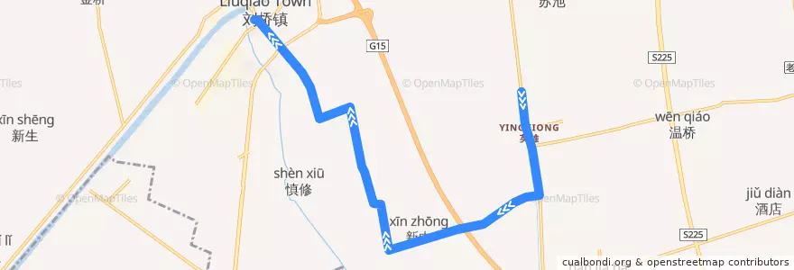 Mapa del recorrido 387路: 万愿楼村村部 => 刘桥车站 de la línea  en 刘桥镇.