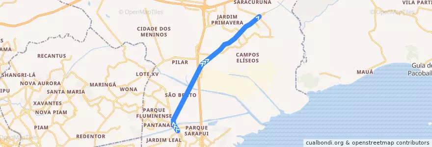 Mapa del recorrido Linha Saracuruna: Gramacho → Saracuruna de la línea  en Duque de Caxias.