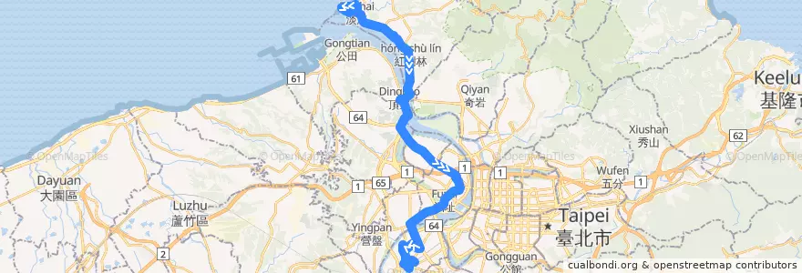 Mapa del recorrido 新北市 857 淡海-板橋 (往程) de la línea  en Новый Тайбэй.