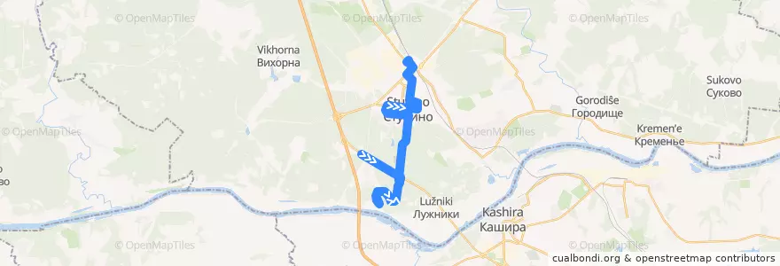 Mapa del recorrido Автобус №44: Лесопарк - Вокзал de la línea  en городской округ Ступино.