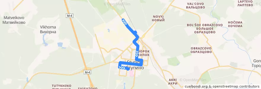 Mapa del recorrido Автобус №7: МТС - Улица Калинина de la línea  en City district Stupino.