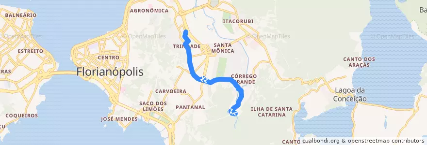 Mapa del recorrido Ônibus 164: Córrego Grande - Poção, Poção => TITRI de la línea  en Florianópolis.