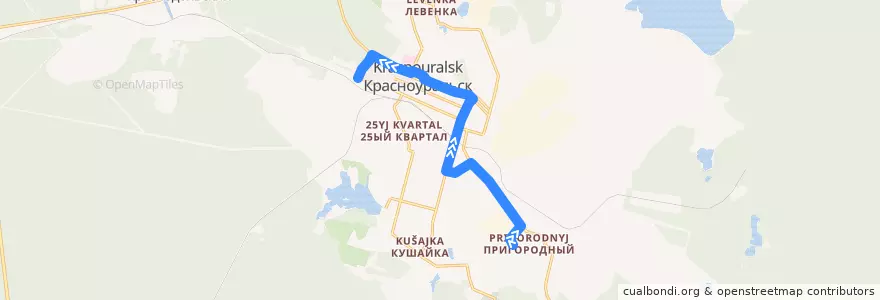 Mapa del recorrido Стройгородок-Устинова de la línea  en городской округ Красноуральск.