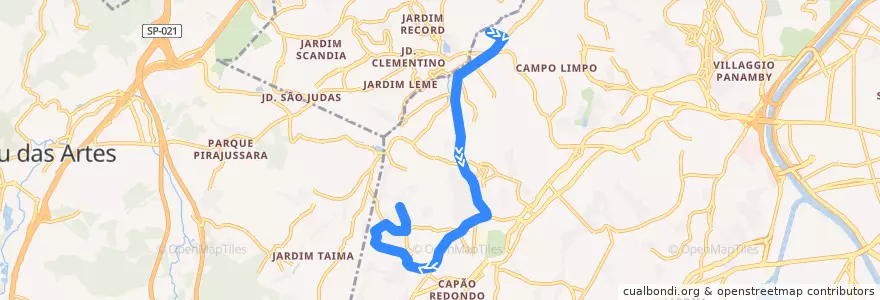 Mapa del recorrido 7050-10 Jardim das Rosas de la línea  en سائوپائولو.