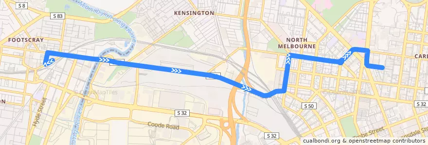 Mapa del recorrido Bus 403: Footscray Station => Royal Melbourne Hospital => Melbourne University de la línea  en City of Melbourne.