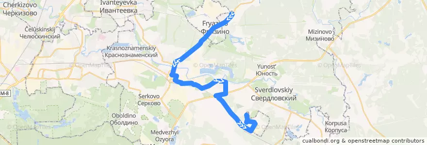 Mapa del recorrido Автобус 50: Питомник => Звёздный городок de la línea  en городской округ Щёлково.