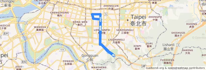 Mapa del recorrido 臺北市 S33 懷恩專車 de la línea  en 大安區.