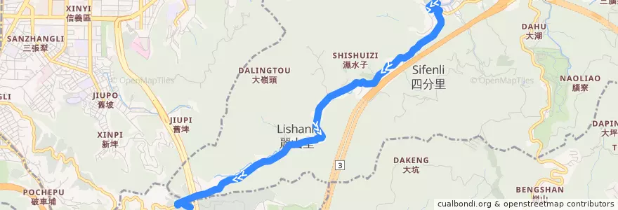 Mapa del recorrido 臺北市 掃墓公車南港線 (往富德靈骨塔) de la línea  en Nangang District.