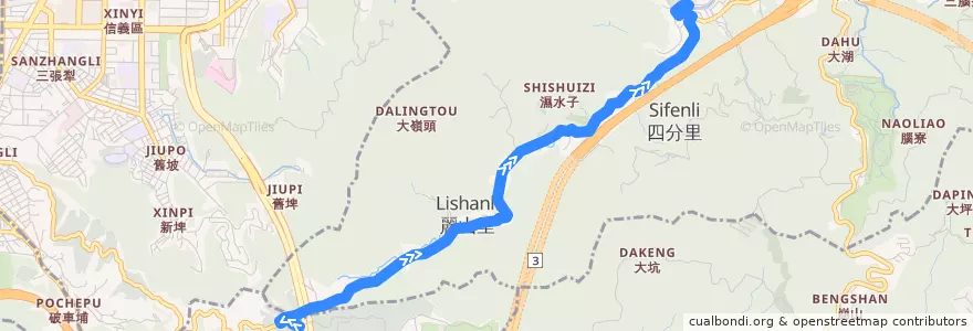 Mapa del recorrido 臺北市 掃墓公車南港線 (往軍人公墓) de la línea  en Nangang District.