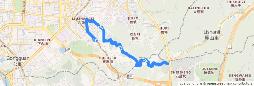 Mapa del recorrido 臺北市 掃墓公車崇德線 (往富德公墓管理所) de la línea  en 台北市.