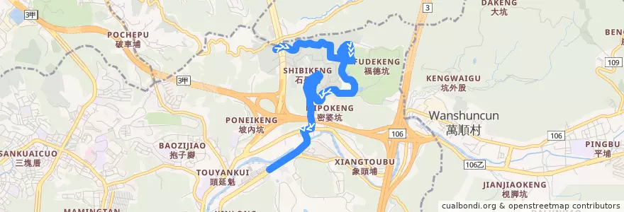 Mapa del recorrido 臺北市 掃墓公車木柵線 (往捷運動物園站) de la línea  en 文山區.